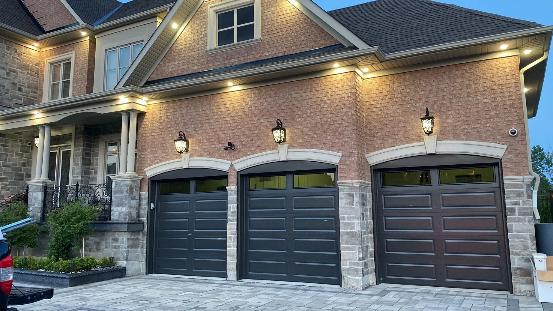 Long Ranch Garage Door featuring elongated rectangular panels